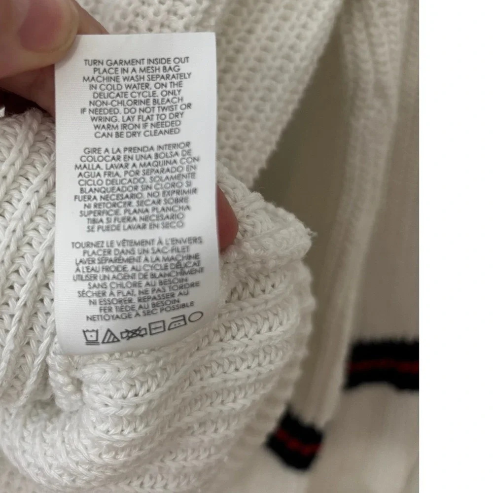 White V Neck Tennis Sweater Women‎ Classic Old Money Academia Cabi S RUNS BIG - Picture 6 of 8